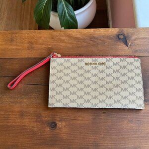 Michael Kors Wristlet Red Zipper Credit Card‎ Holder